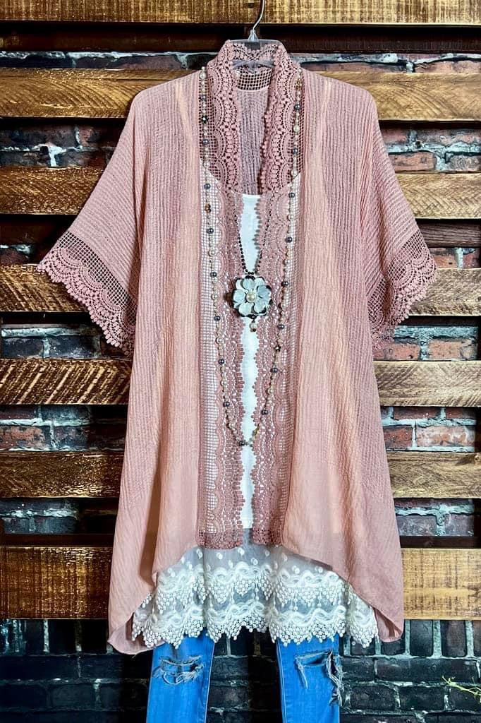 Scallop Lace Trim Kimono
