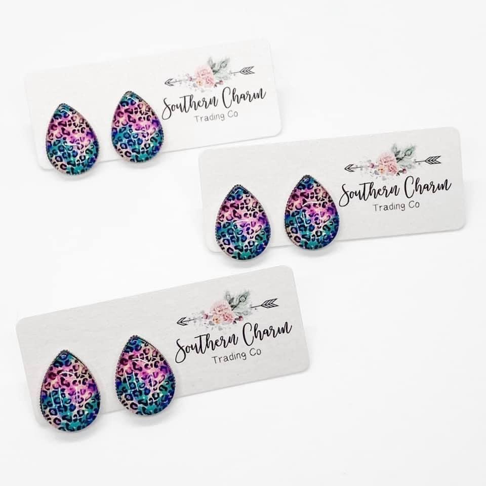 BIG AS TEXAS LISA FRANK LEOPARD TEARDROPS