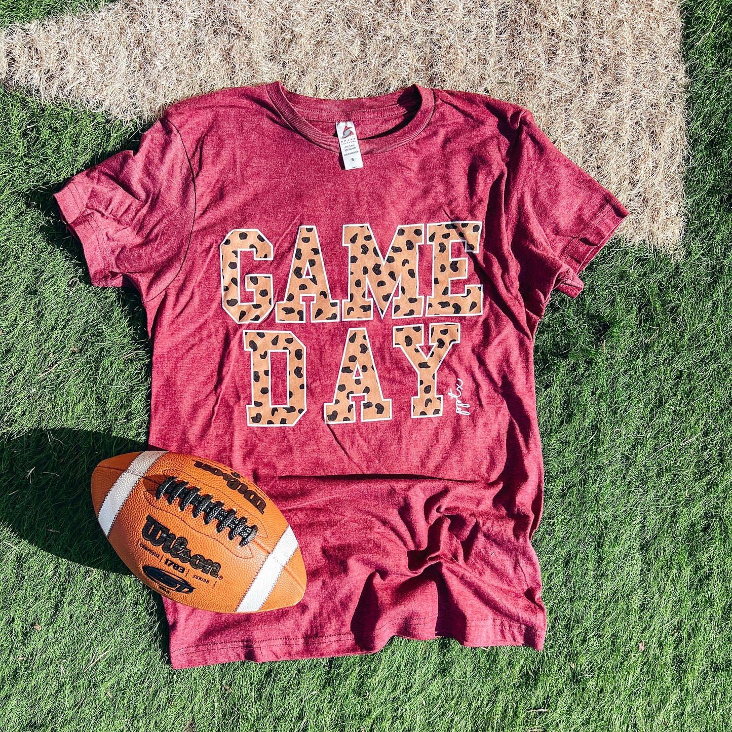 Animal Print Game Day Tee- Burgundy
