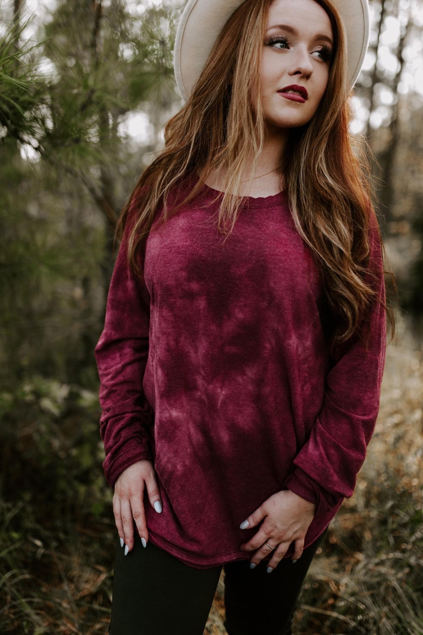 Fall For Me - Maroon Bomba Longsleeve
