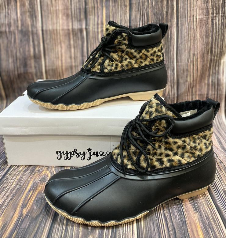 Black & Leopard Quack Duck Boot