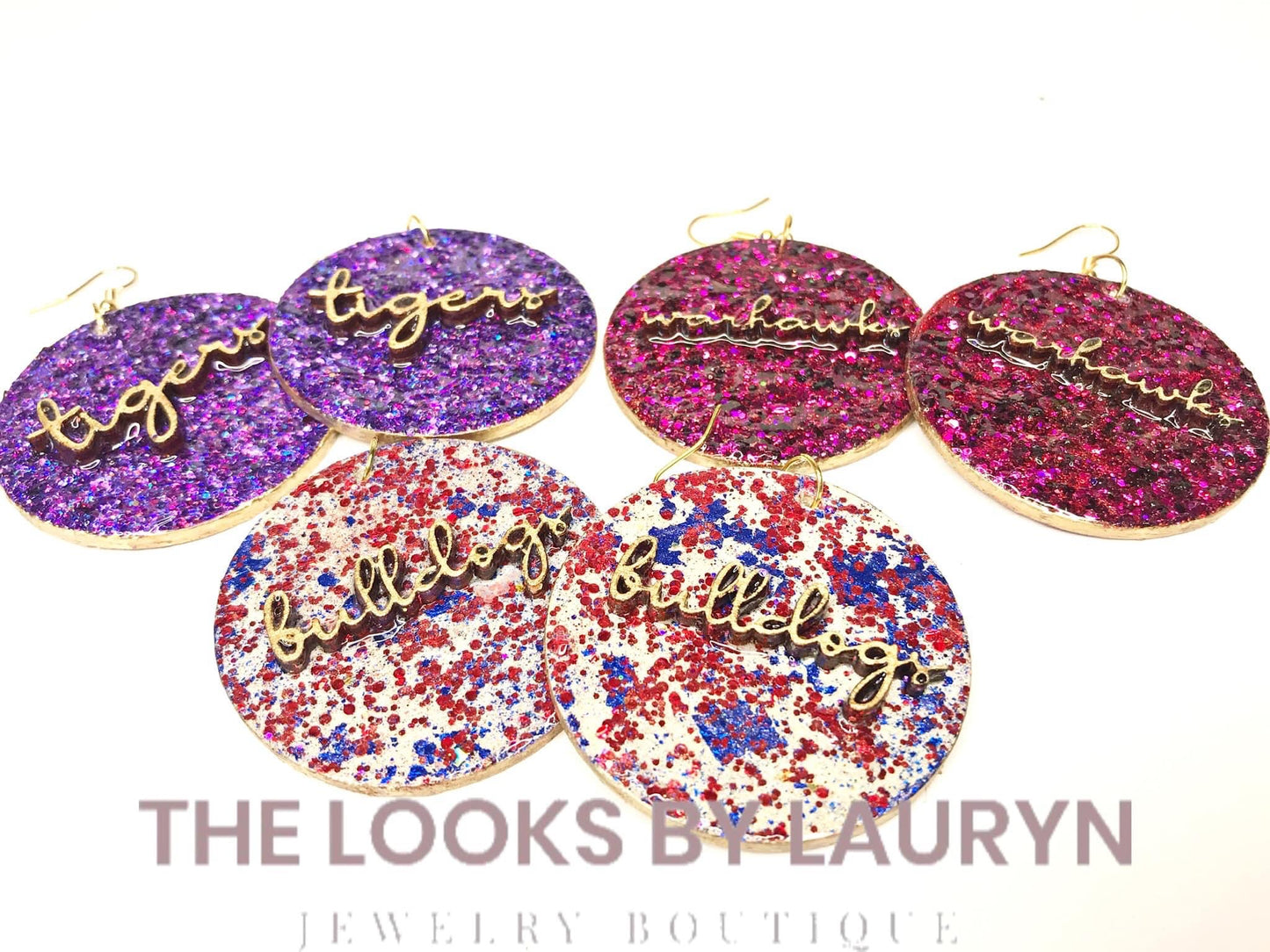 Raised Script Earrings