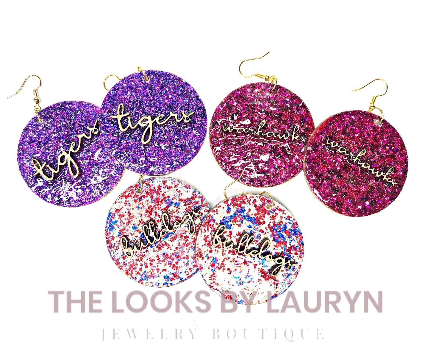Raised Script Earrings