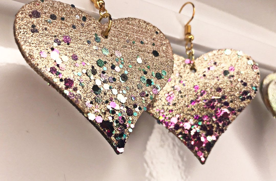 Teal and Fushia Shift Heart Earrings - Annor's Boutique
