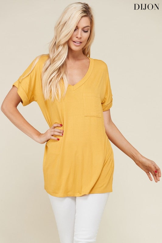 Casual Boyfriend Tee with Pocket - Annor's Boutique