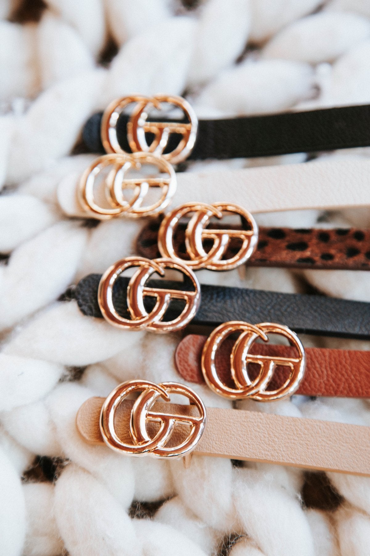 Textured Faux Leather Skinny Belt