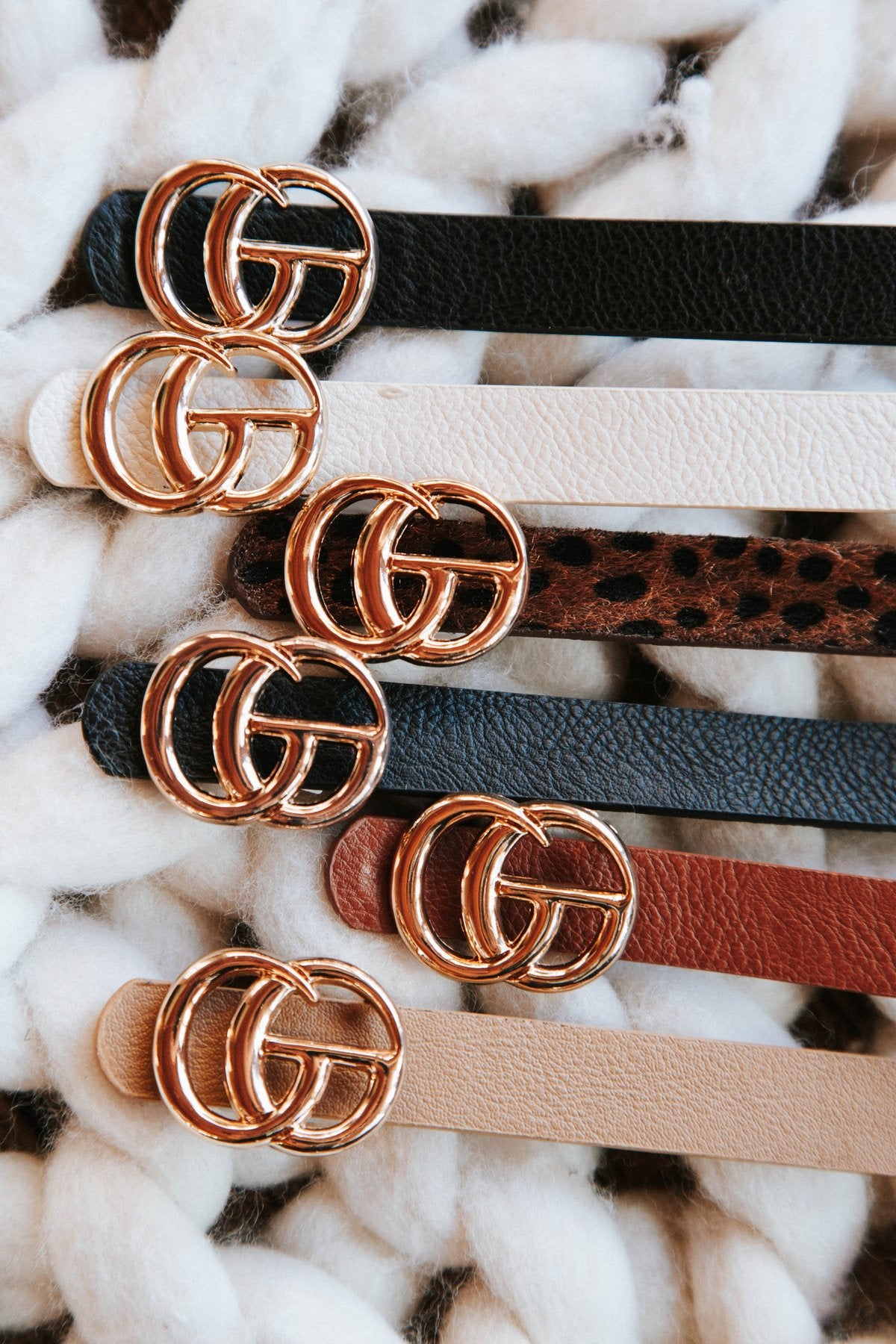 Textured Faux Leather Skinny Belt