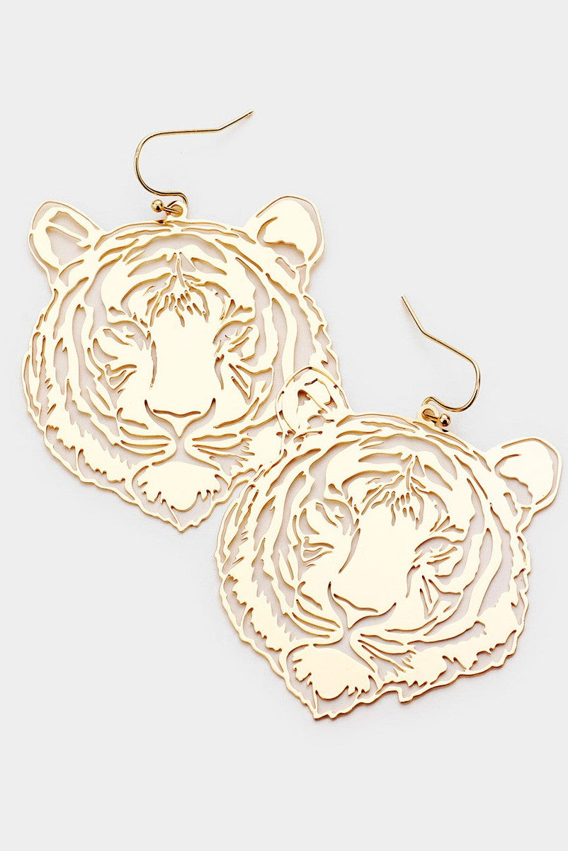 Gold Tiger Filigree Earrings