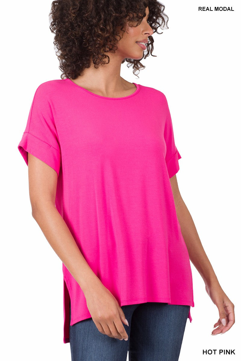 Miley Modal Top- Hot Pink