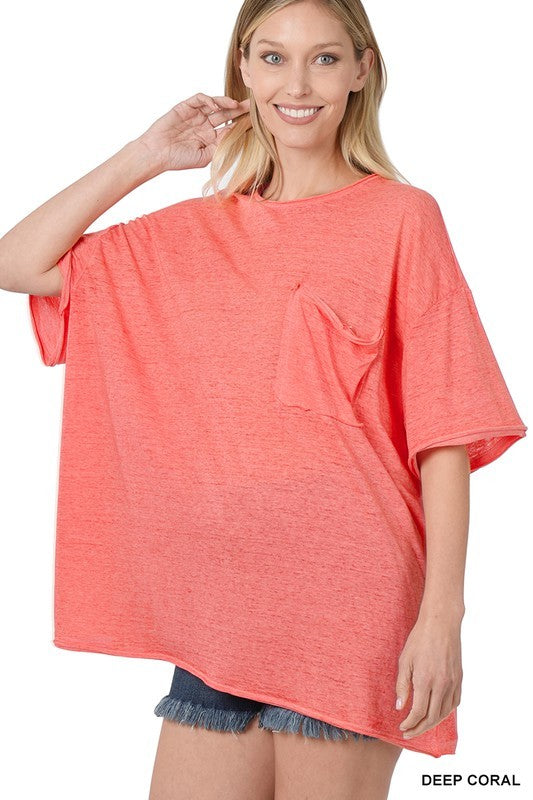 Catch Me in Coral Burnout Top