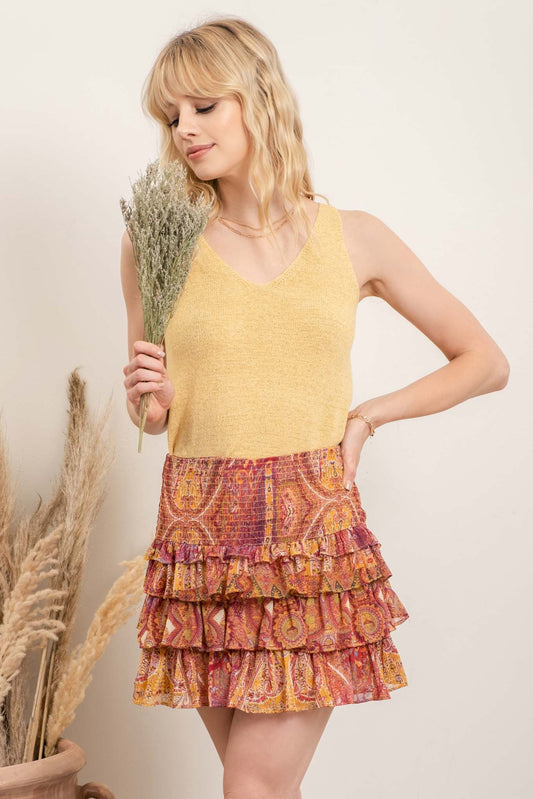Cami Knit Pullover Tank- Mustard