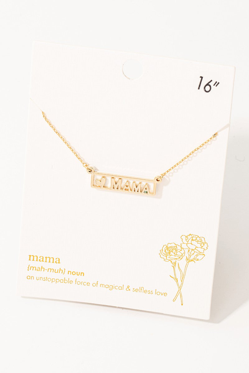 Heart Mama Print Pendant Necklace