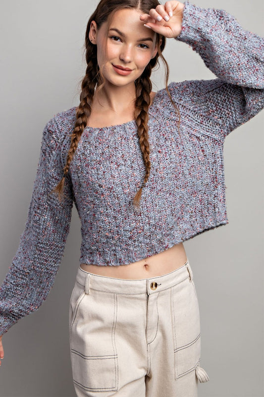 Multicolor Cropped Knit Sweater