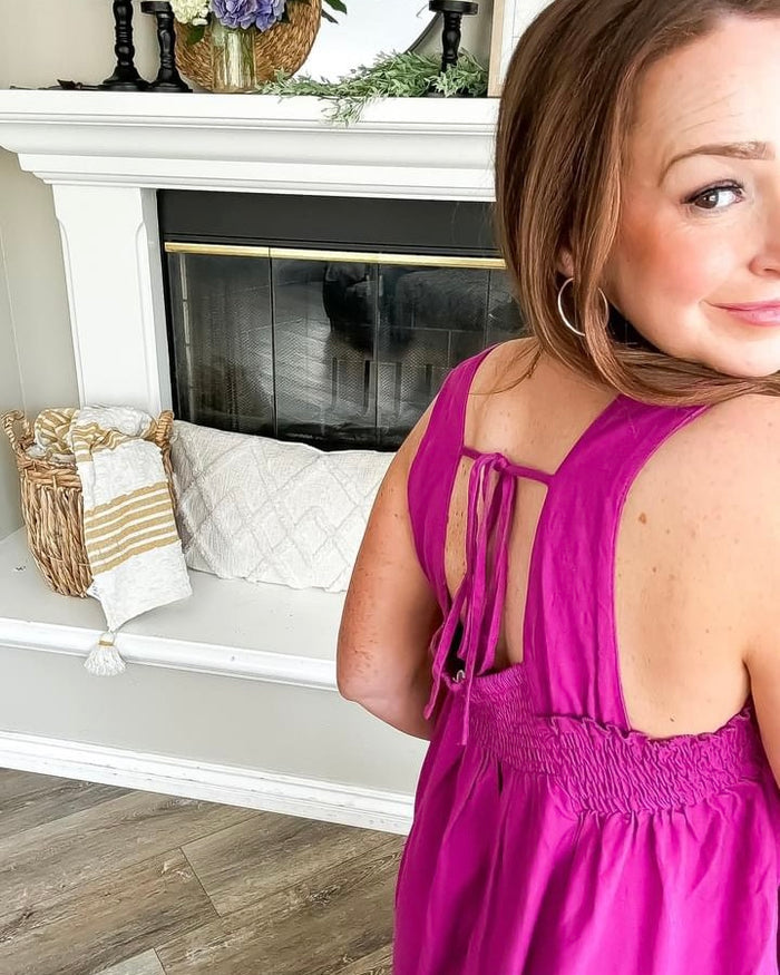 Magenta Smocked Maxi Dress