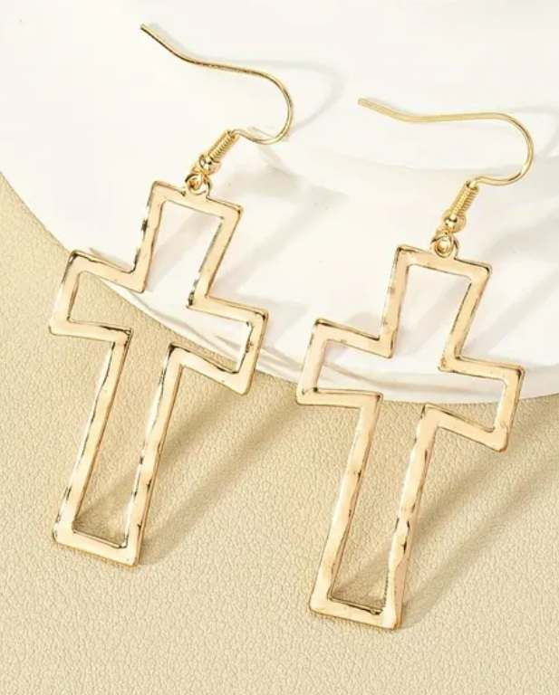 Hammered Cross Earrings