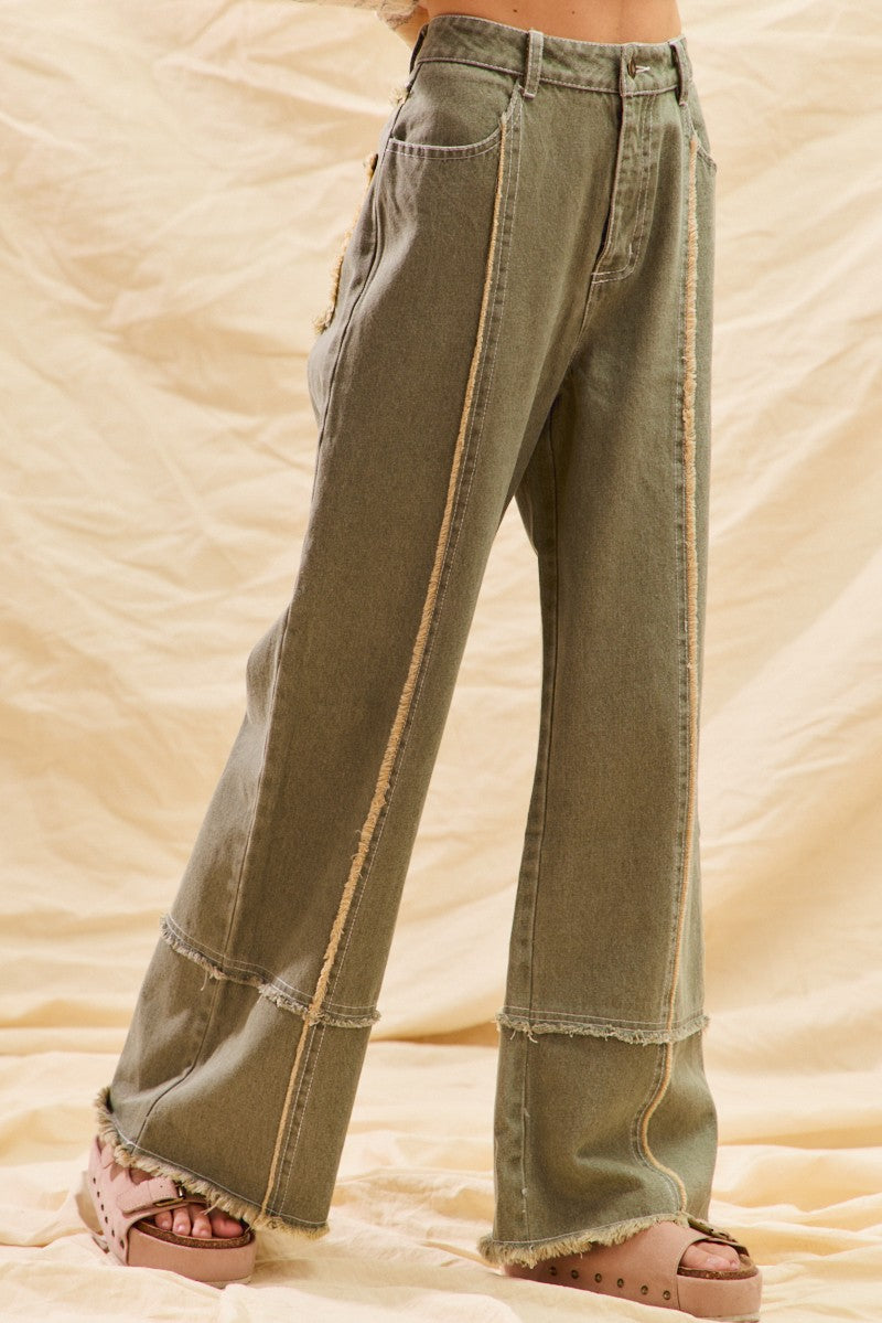 Sweet in Sage Frayed Denim