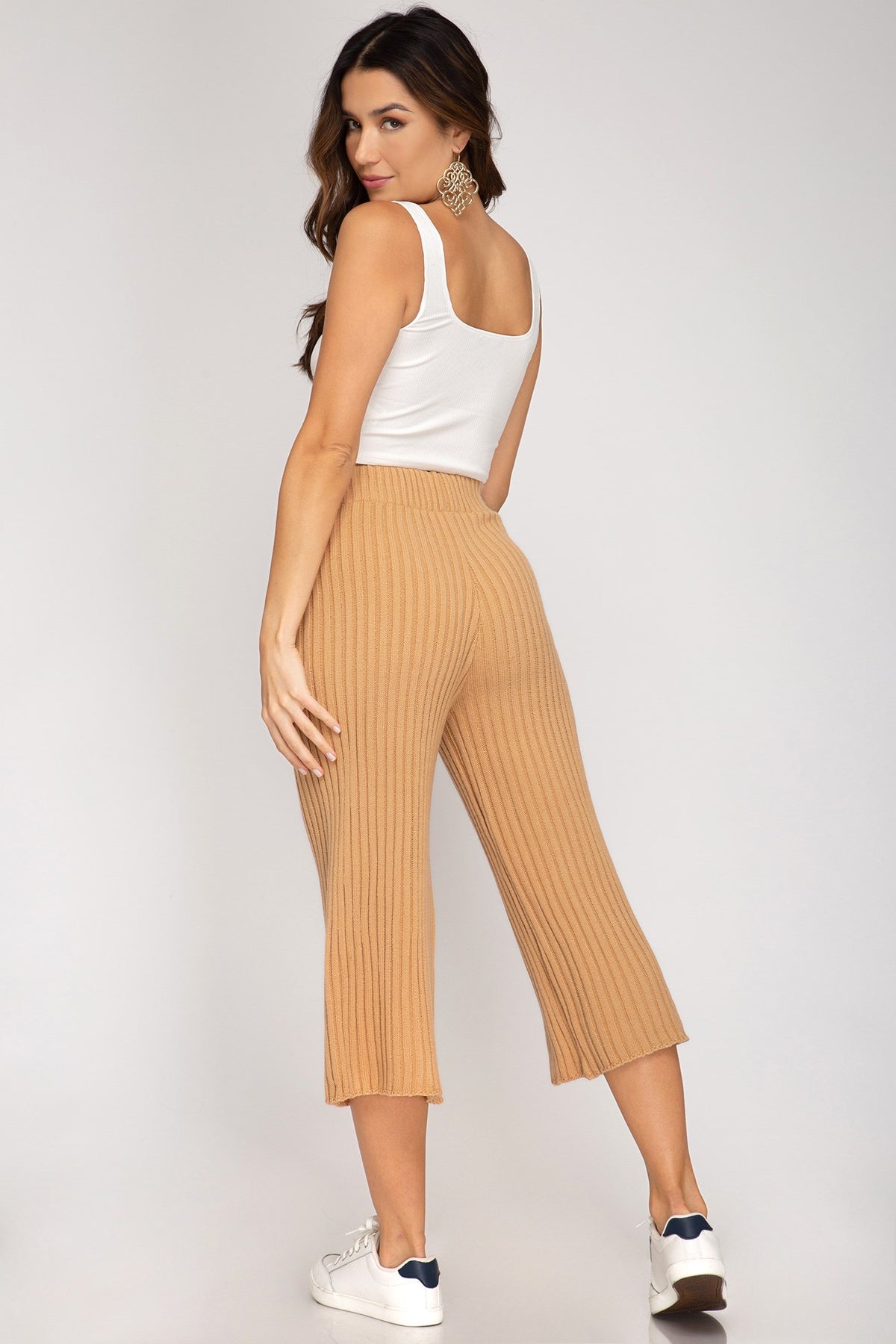 Rib Knit Sweater Culotte Pants