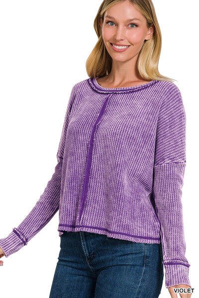 Violet Waffle Long Sleeve Top