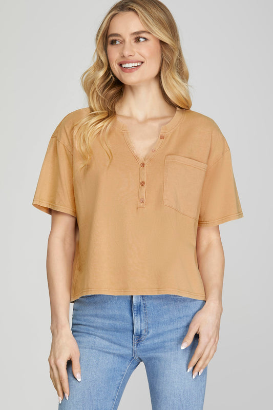 Toffee Pocket Washed Crop Top