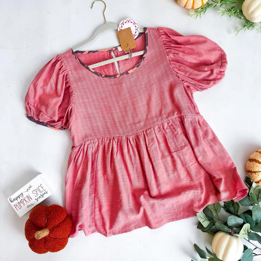 Rose Puff Sleeve Peplum Top