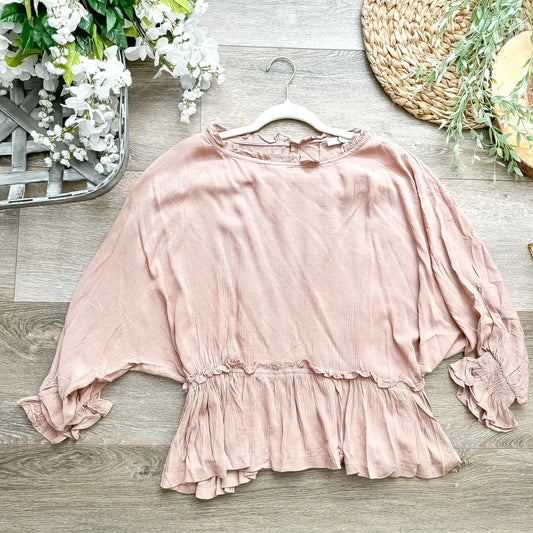 Taupe Peplum Top