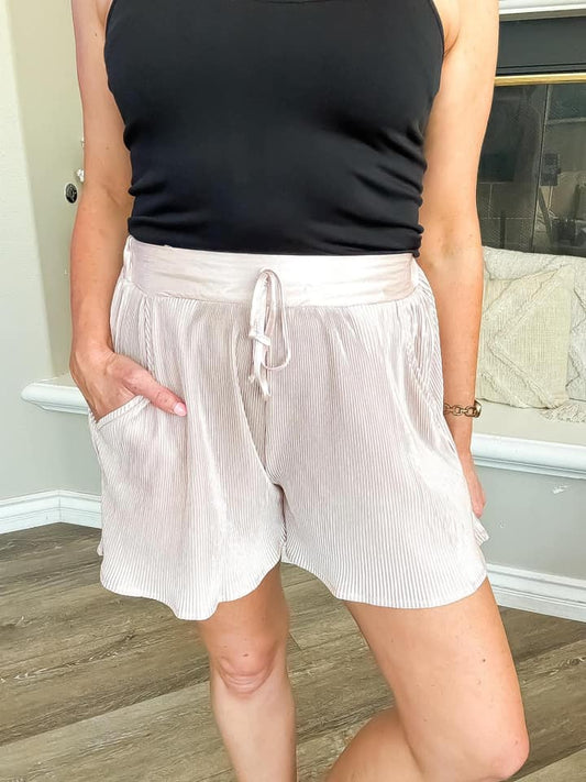 Champagne Mini Pleat Shorts