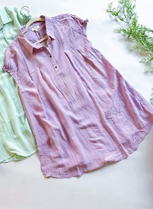 Ree Ruffle Sleeve Button Down Dress