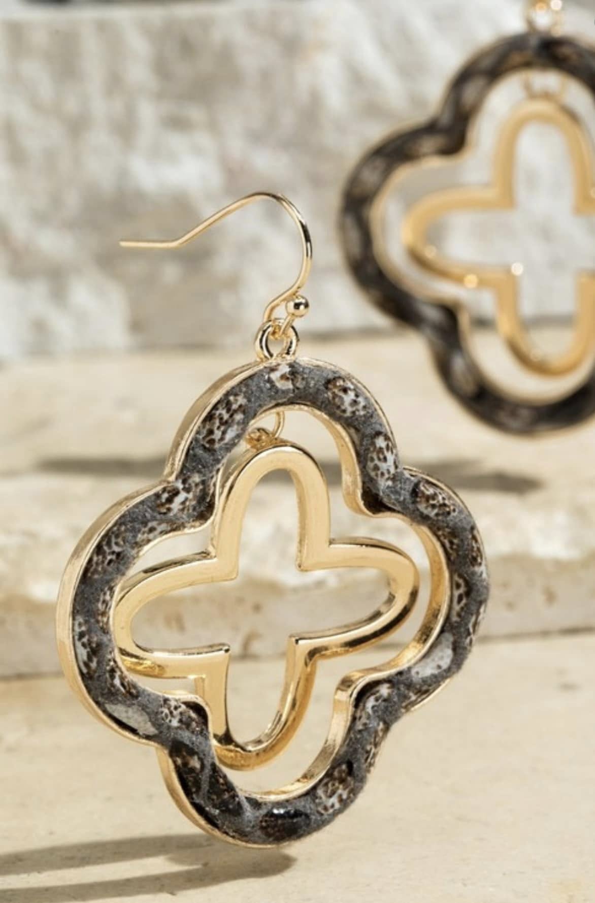 Faux Leather Clover Dangle Earrings