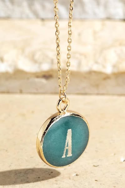 Teal Initial Pendant Necklace