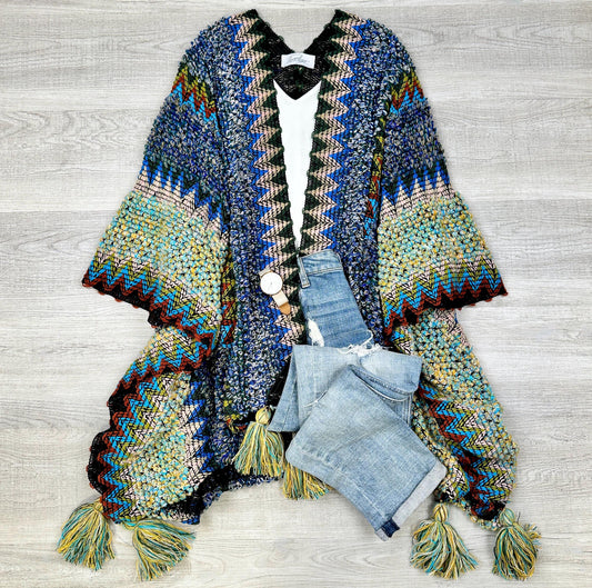 Boho Crochet Kimono With Tassels