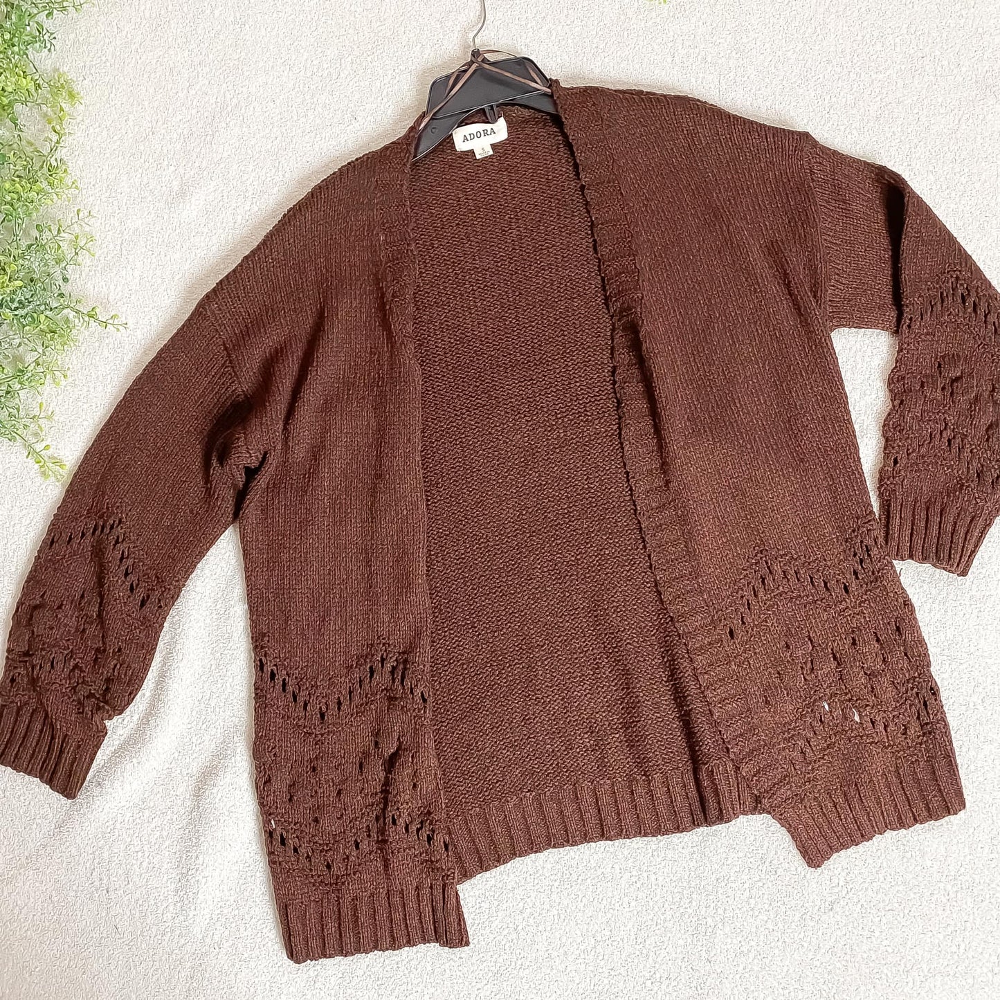 Chocolate Crochet Knit Cardigan