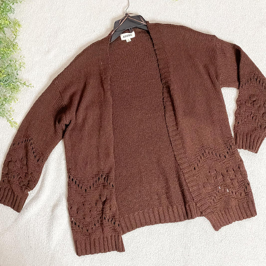 Chocolate Crochet Knit Cardigan