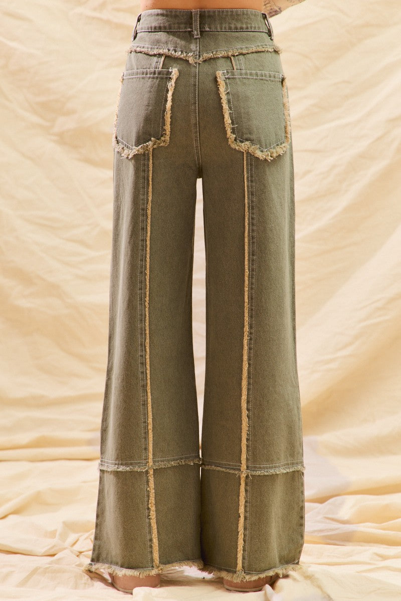 Sweet in Sage Frayed Denim