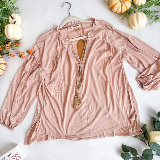 Cream Tassel Tie Top