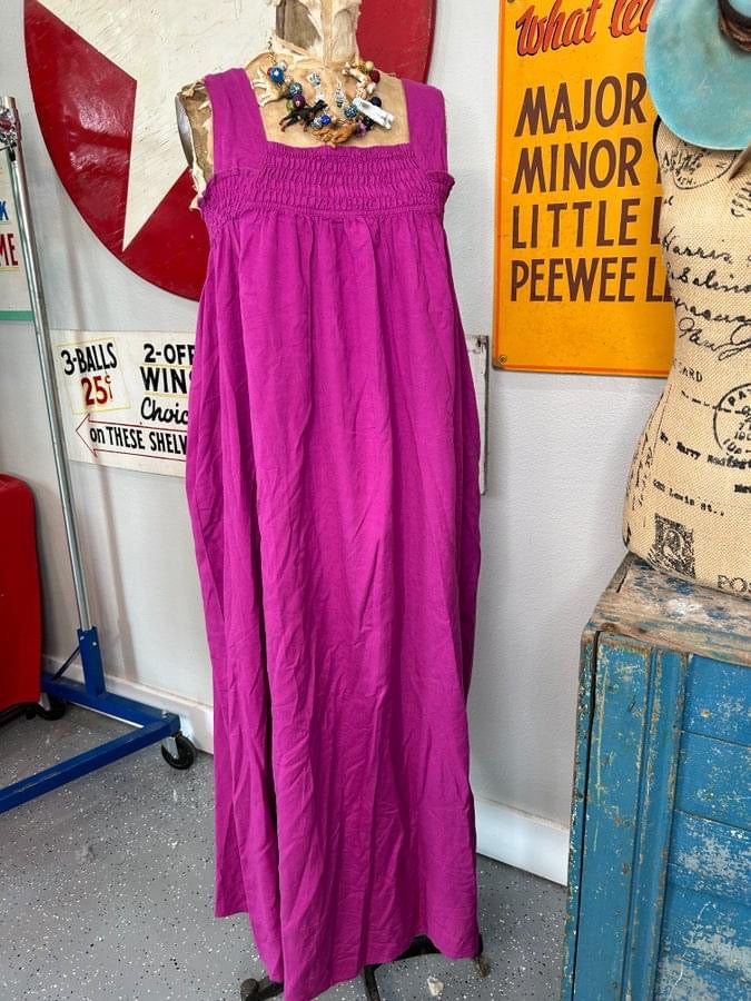 Magenta Smocked Maxi Dress