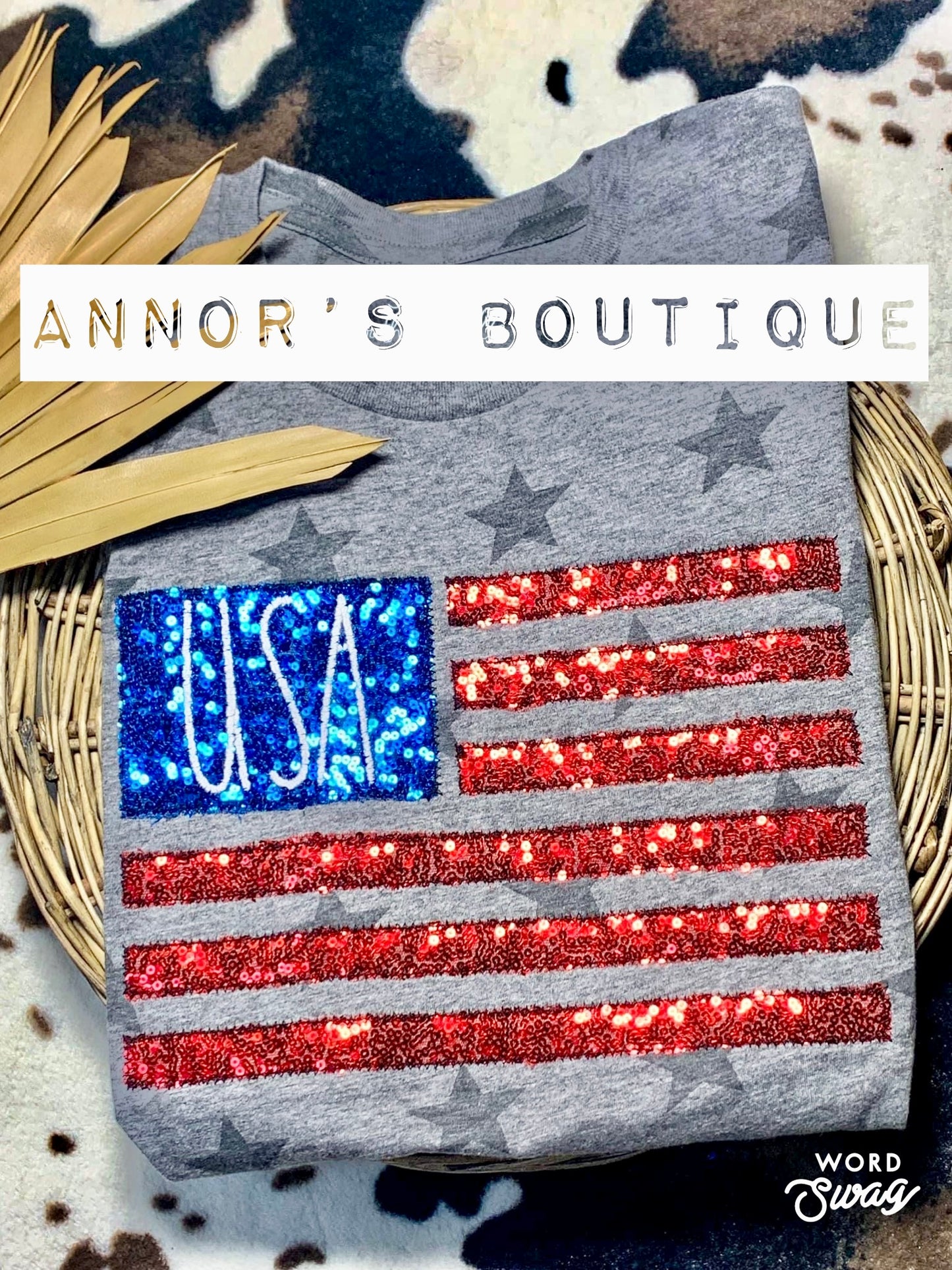 USA Sequin Flag Star Tee