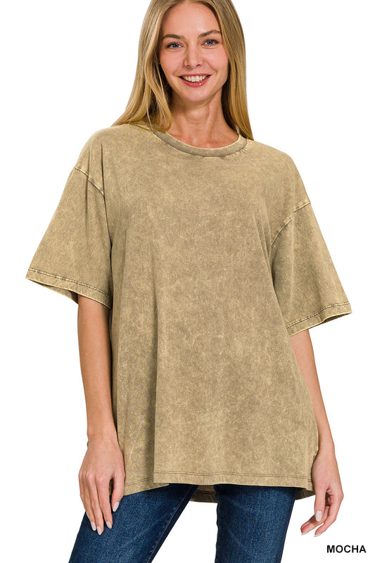 Lucky Break Mineral Wash Top- Mocha