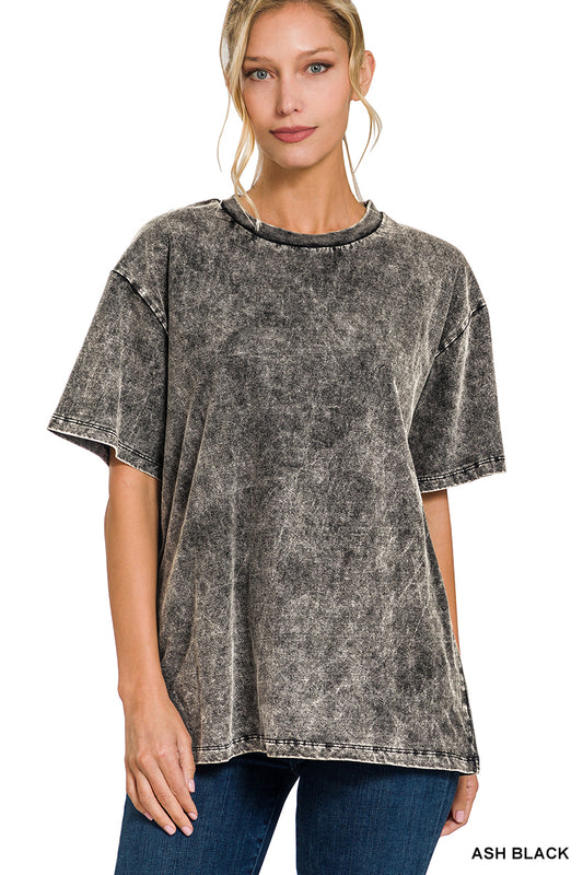 Lucky Break Mineral Wash Top- Ash Black