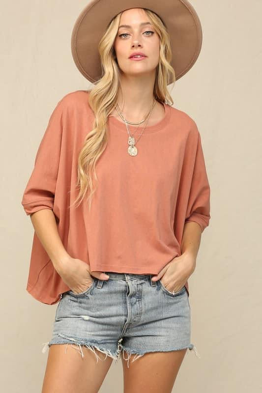 Clay Oversized Dolman Top