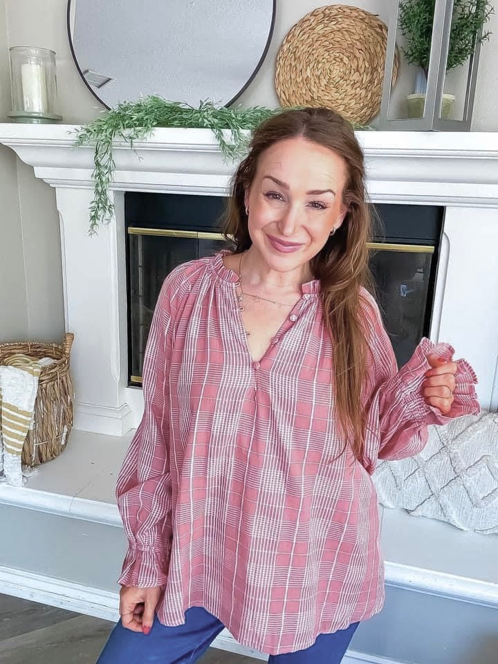 Baby Blush Plaid Top