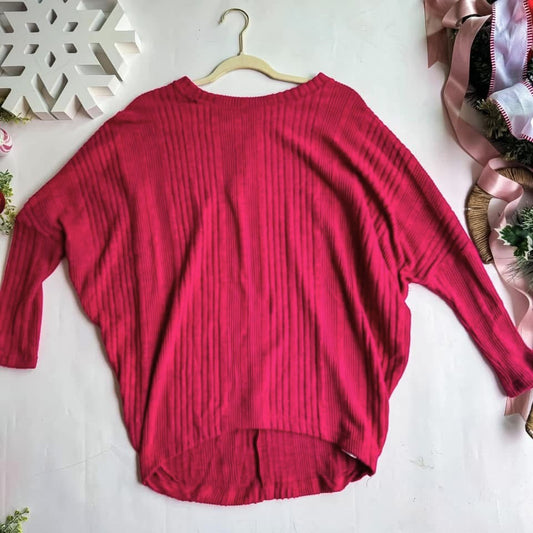 Crimson Brushed Striped Top