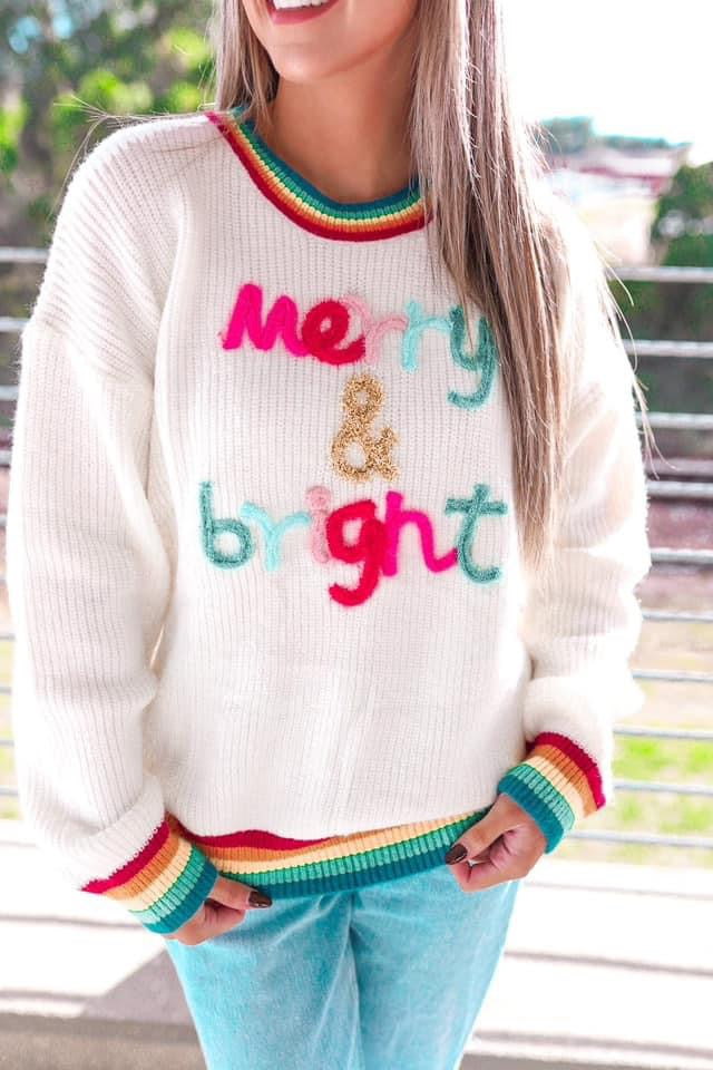 Merry And Bright Rainbow Sweater