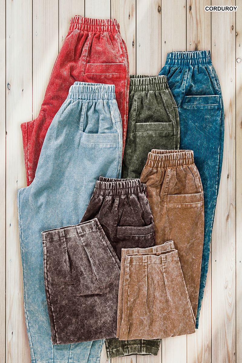 Mineral Wash Corduroy Cropped Pants