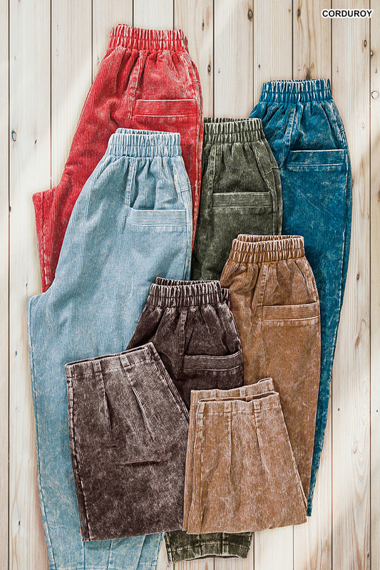 Mineral Wash Corduroy Cropped Pants