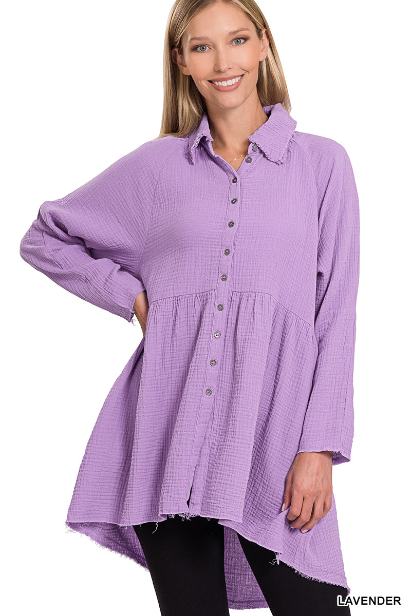 Gabby Gauze Tunic Top- Lavender