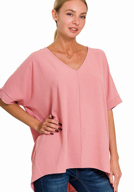 Tina V-Neck Dolman- Blush Pink