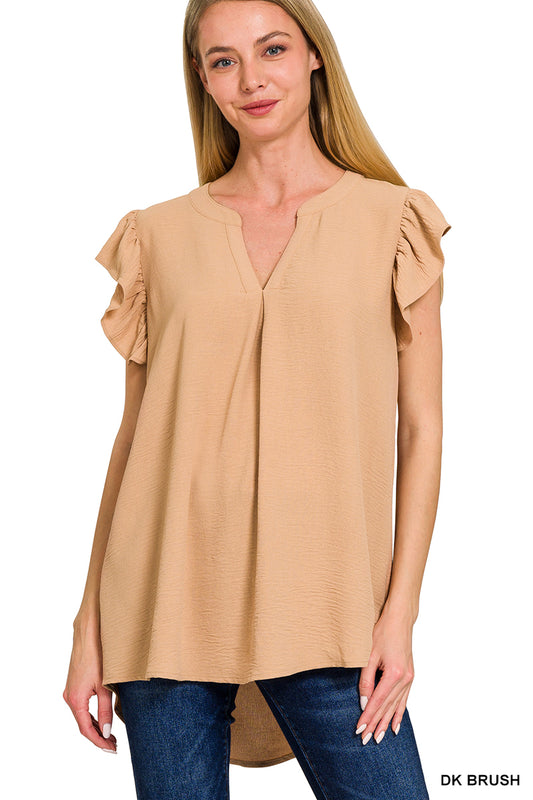 Reese Ruffled Sleeve High-Low Top