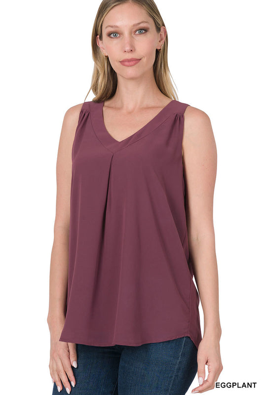 Eggplant Chiffon Sleeveless Top