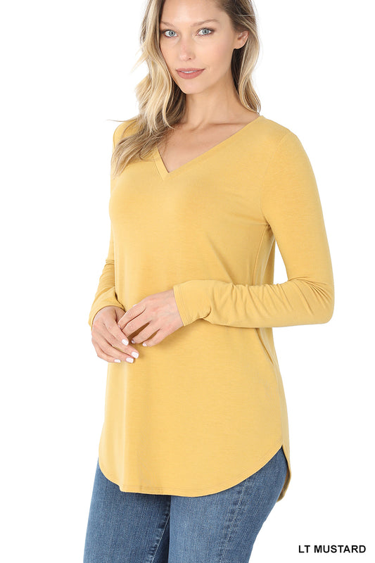 Lisa V-Neck Top- Light Mustard