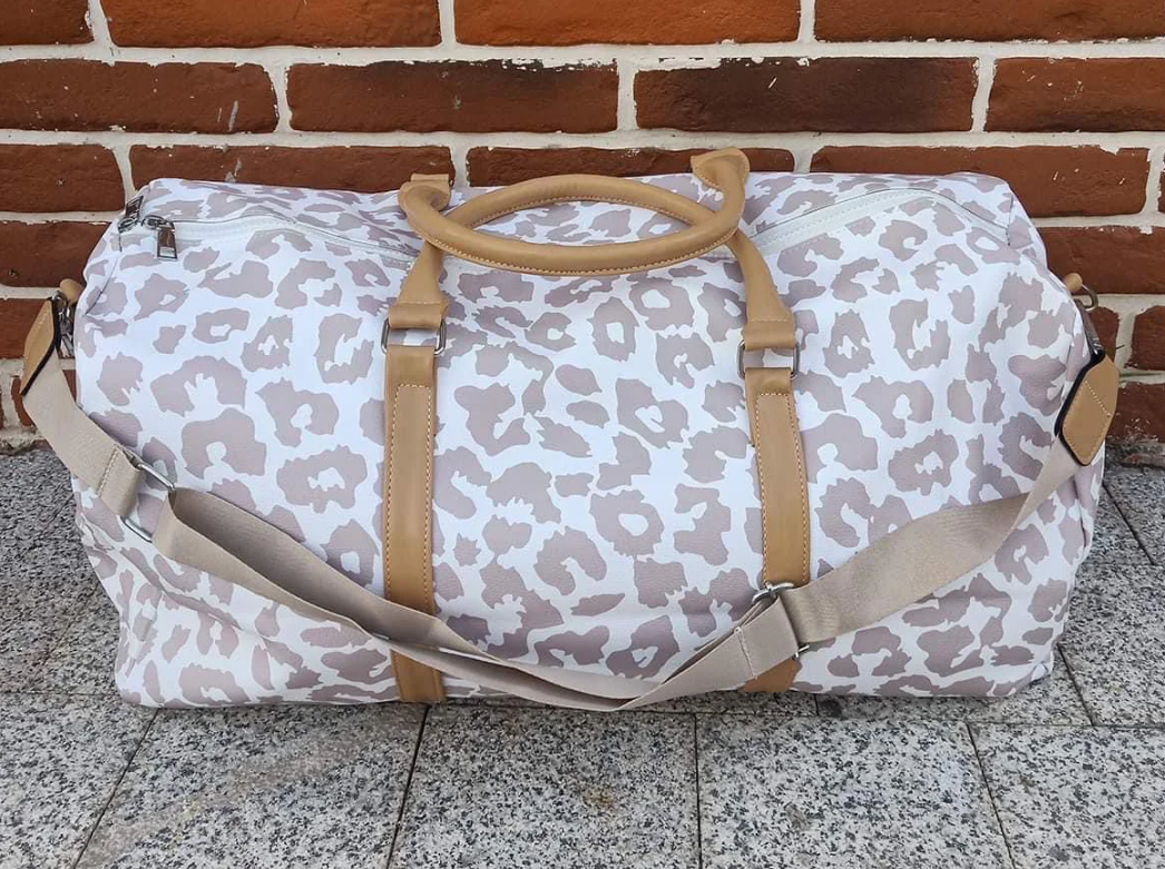 Beige/White Leopard Weekender Bag